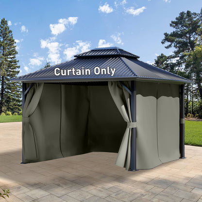 Outdoor Gazebo Curtains, 4 Panels Privacy Sidewall Replacement (Curtain Only) - Grey - Aoodor 