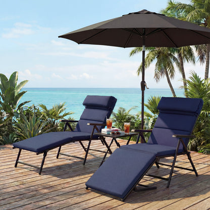 77x25x2.4 inch Outdoor Chaise Lounge Cushions, Dark Blue