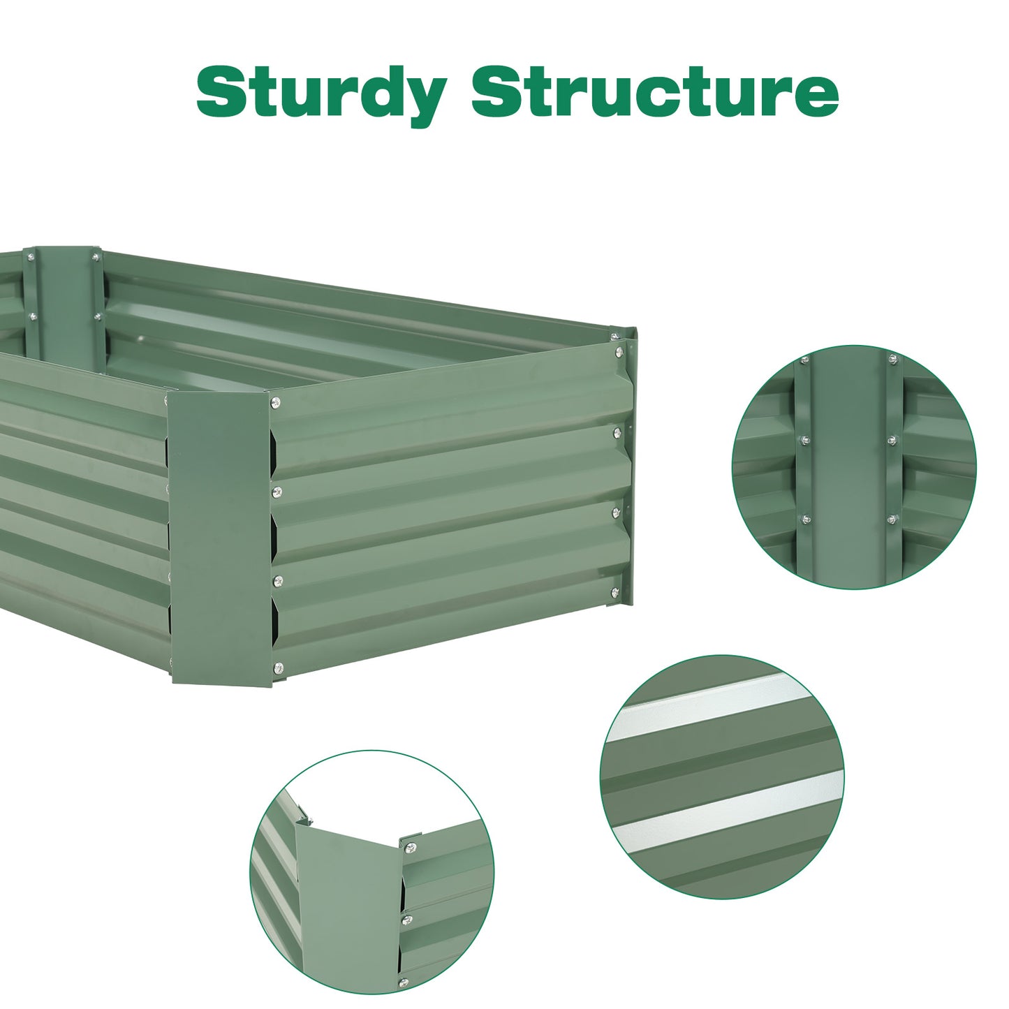 11" Tall Metal Raised Garden Bed, Galvanized Steel Planter Box - 4'x2'