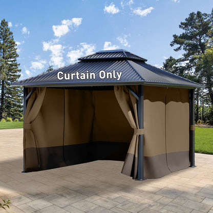 Outdoor Gazebo Curtains, 4 Panels Privacy Sidewall Replacement (Curtain Only) - Light Coffee and Coffee - Aoodor 