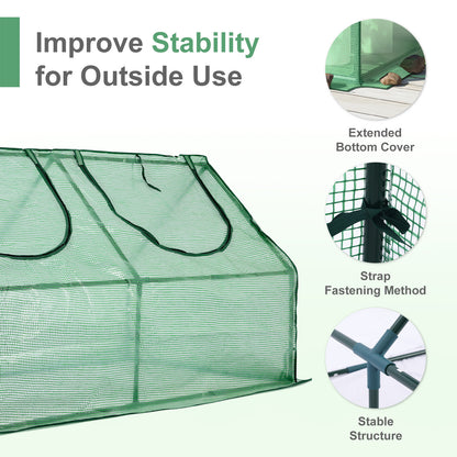 Mini Greenhouse with Zipper Doors, Waterproof & UV Protected, Green