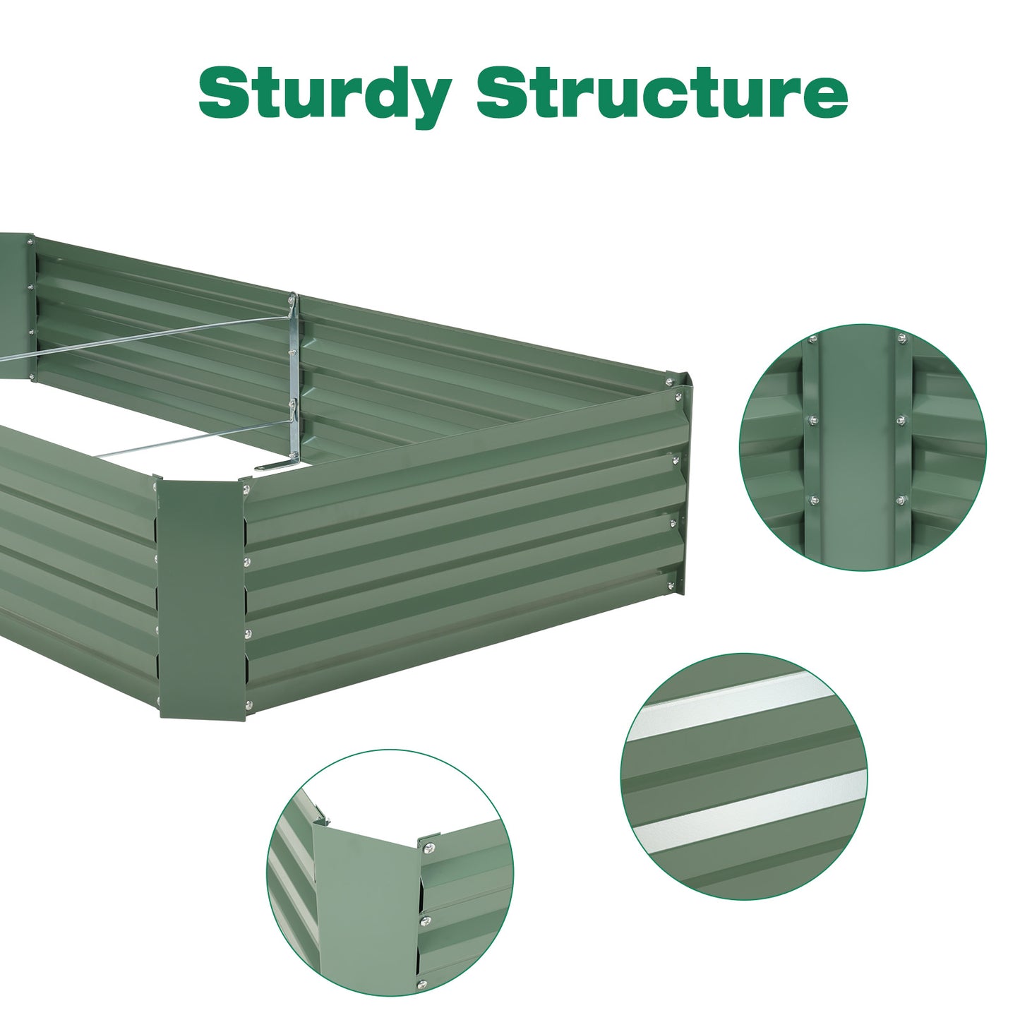 11" Tall Metal Raised Garden Bed, Galvanized Steel Planter Box - 6'x3'