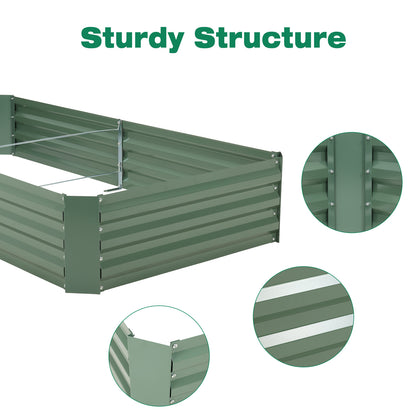 11" Tall Metal Raised Garden Bed, Galvanized Steel Planter Box - 6'x3'