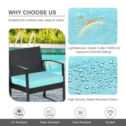 Outdoor Chair Cushions Set of 2 with Handle and Ties, Water Resistant Patio Seat Pads, Aruba Blue