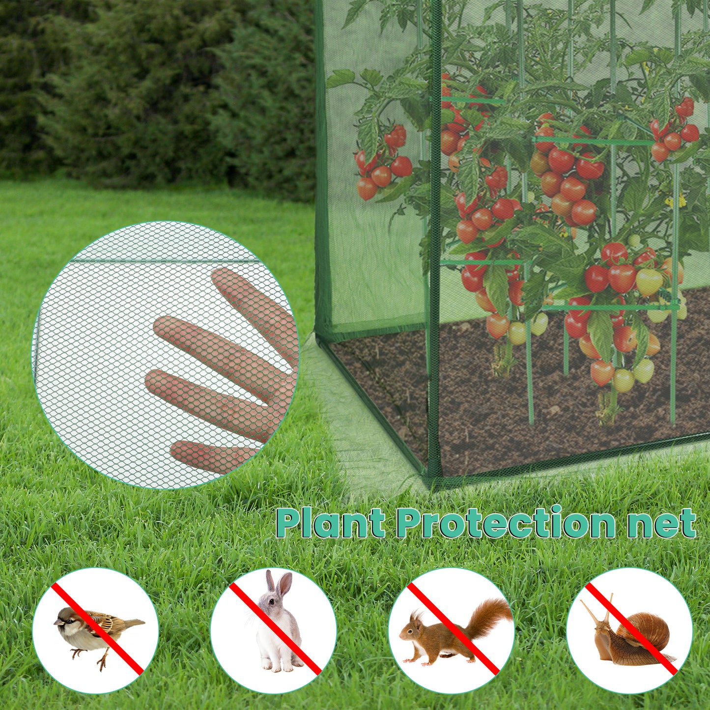 Crop Cage Plant Protection Netting Tent with Zipper for Vegetables Fruits and Plant - Aoodor 