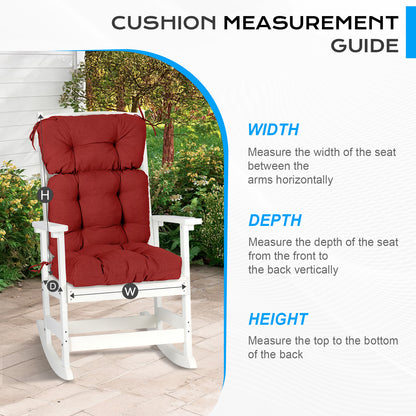 Tufted Outdoor High Back Chair Cushions Patio Rocking Pads for Furniture, Red - Aoodor 