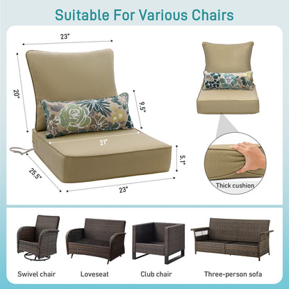 Outdoor Deep Seat Cushion Set with Lumbar Pillow, Brown