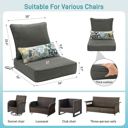 Outdoor Deep Seat Cushion Set with Lumbar Pillow, Charcoal