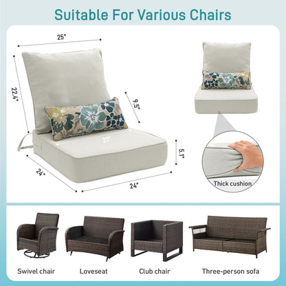Outdoor Deep Seat Cushion Set with Lumbar Pillow, Light Gray