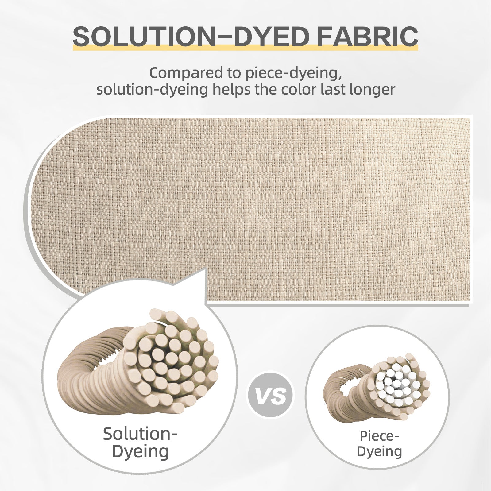 Outdoor High Back Tufted Adirondack Chair Cushion, Patio Rocking Chair Cushions with Ties, Set of 2, Khaki - Aoodor 