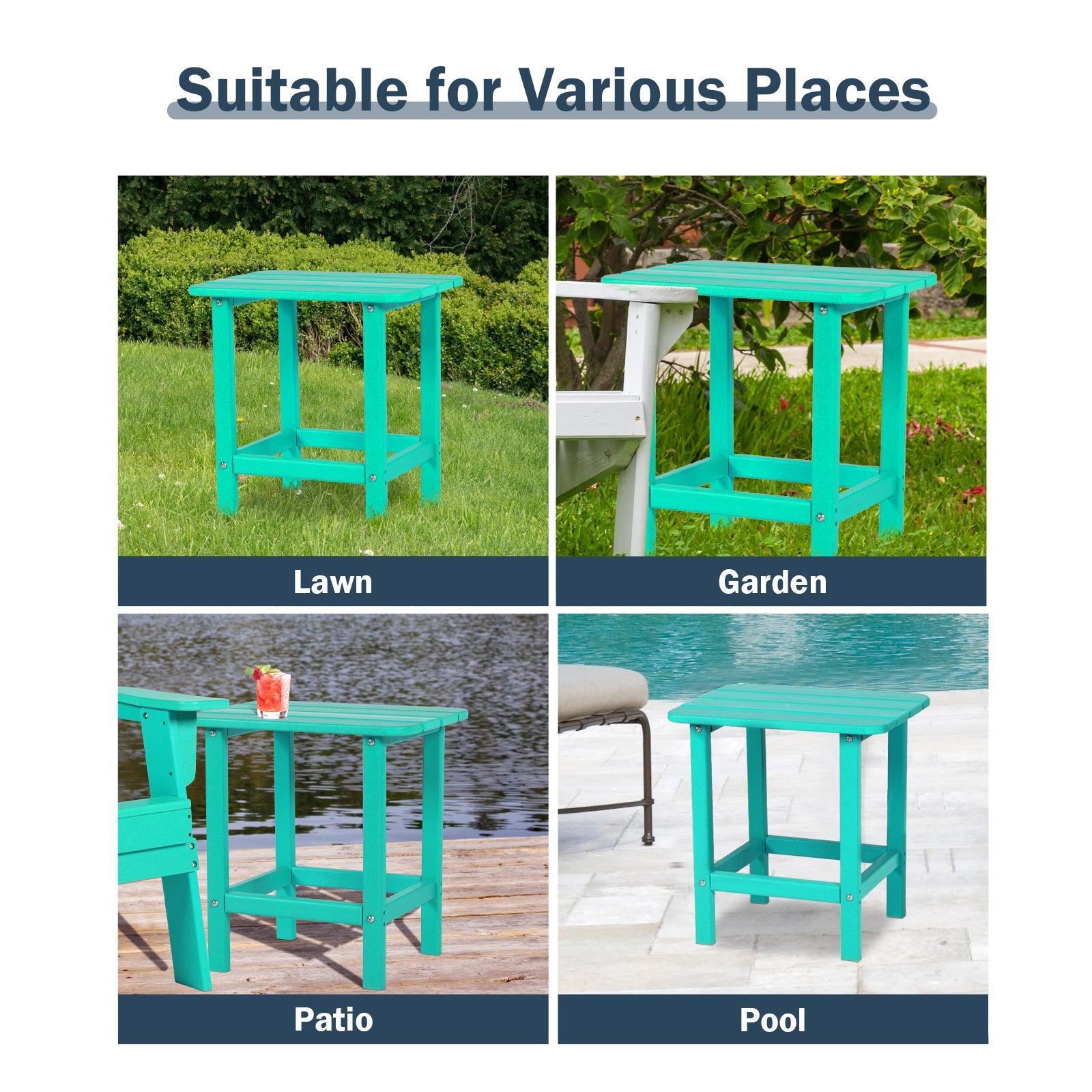 Outdoor Adirondack Side Table HDPE End Table - Aoodor 