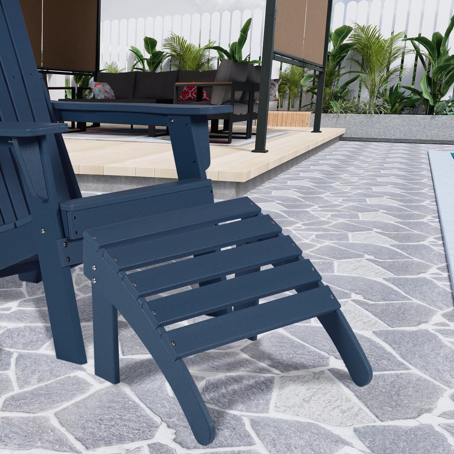 Outdoor Adirondack Ottoman, HDPE Adirondack Chair Ottoman - Aoodor 