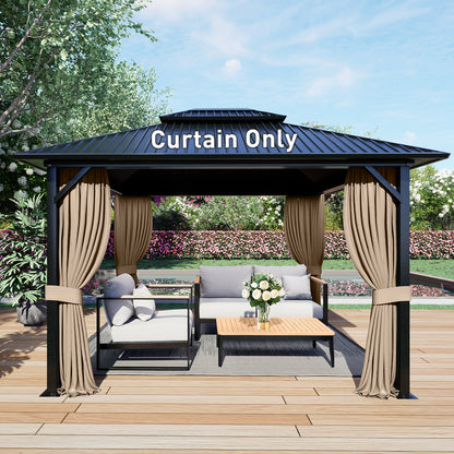 Outdoor Gazebo Curtains, 4 Panels Privacy Sidewall Replacement (Curtain Only) - Sand Yellow - Aoodor 