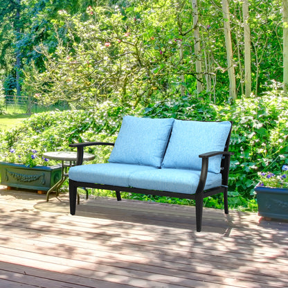 Outdoor Deep Seat Cushion Set, Waterproof Patio Chair Cushions, Lake Blue