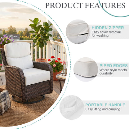 Smile Outdoor Chair Cushion Set, Sunbrella Fabric Deep Seating Cushions, Canvas Natural