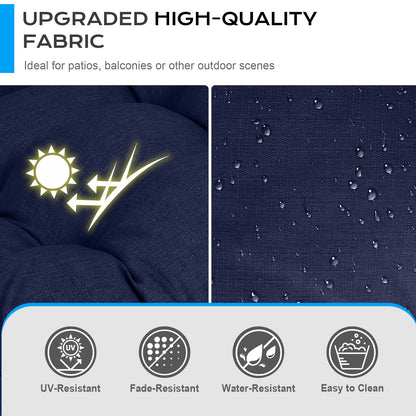 Tufted Outdoor High Back Chair Cushions Patio Replacement Cushion, Dark Blue - Aoodor 