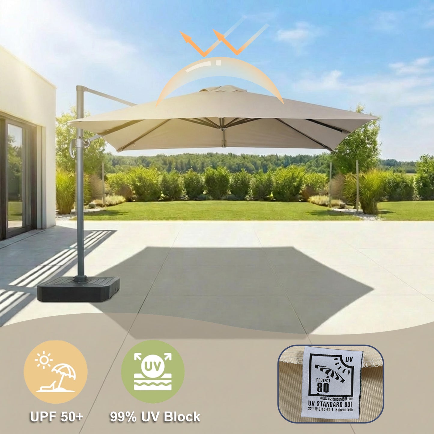 10x10 ft. Cantilever Umbrella Replacement Canopy for 8 Ribs Square Offset Umbrella