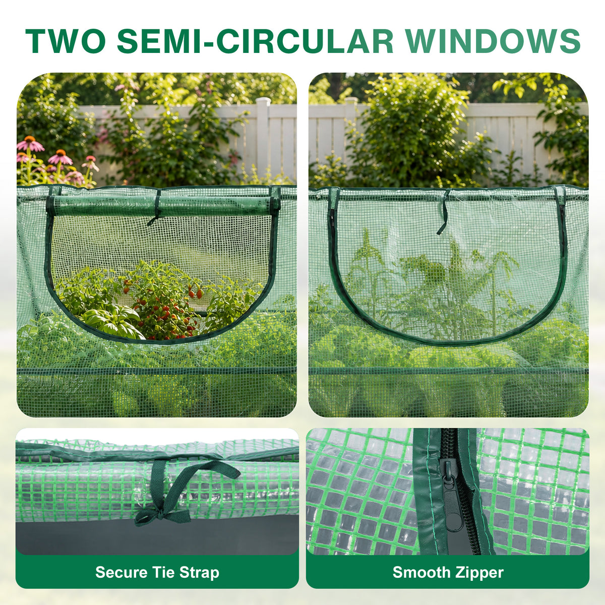 Raised Garden Bed with Mini Greenhouse Cover, Green PE Planter Box Kit