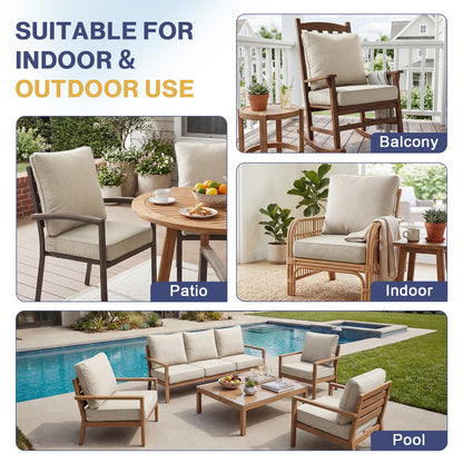 Outdoor Deep Seat Cushion Set, Patio Chair Back & Seat Cushions, Cream Beige