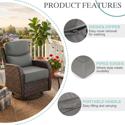 Smile Outdoor Chair Cushion Set, Sunbrella Fabric Deep Seating Cushions, Canvas Charcoal