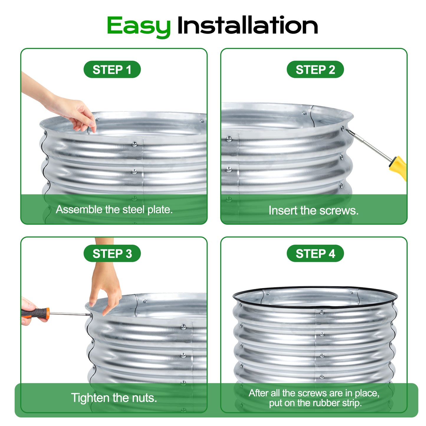 2-Pack 17" Tall 24" Metal Raised Garden Bed Kit