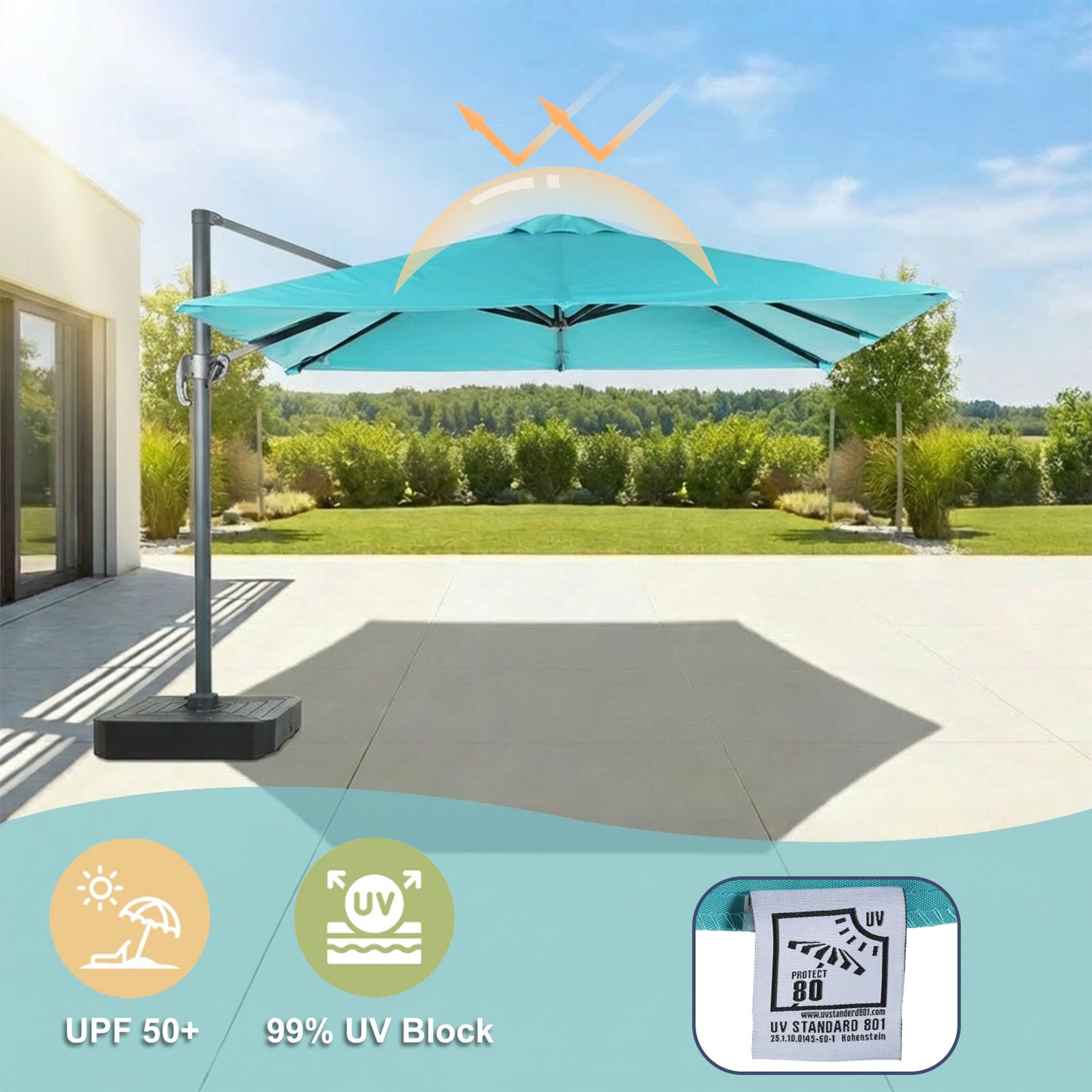 10x10 ft. Cantilever Umbrella Replacement Canopy for 8 Ribs Square Offset Umbrella
