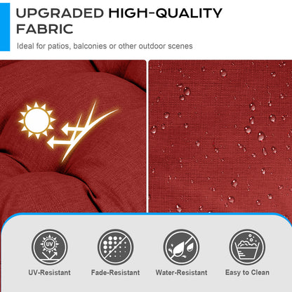 Tufted Outdoor High Back Chair Cushions Patio Replacement Cushion, Red - Aoodor 