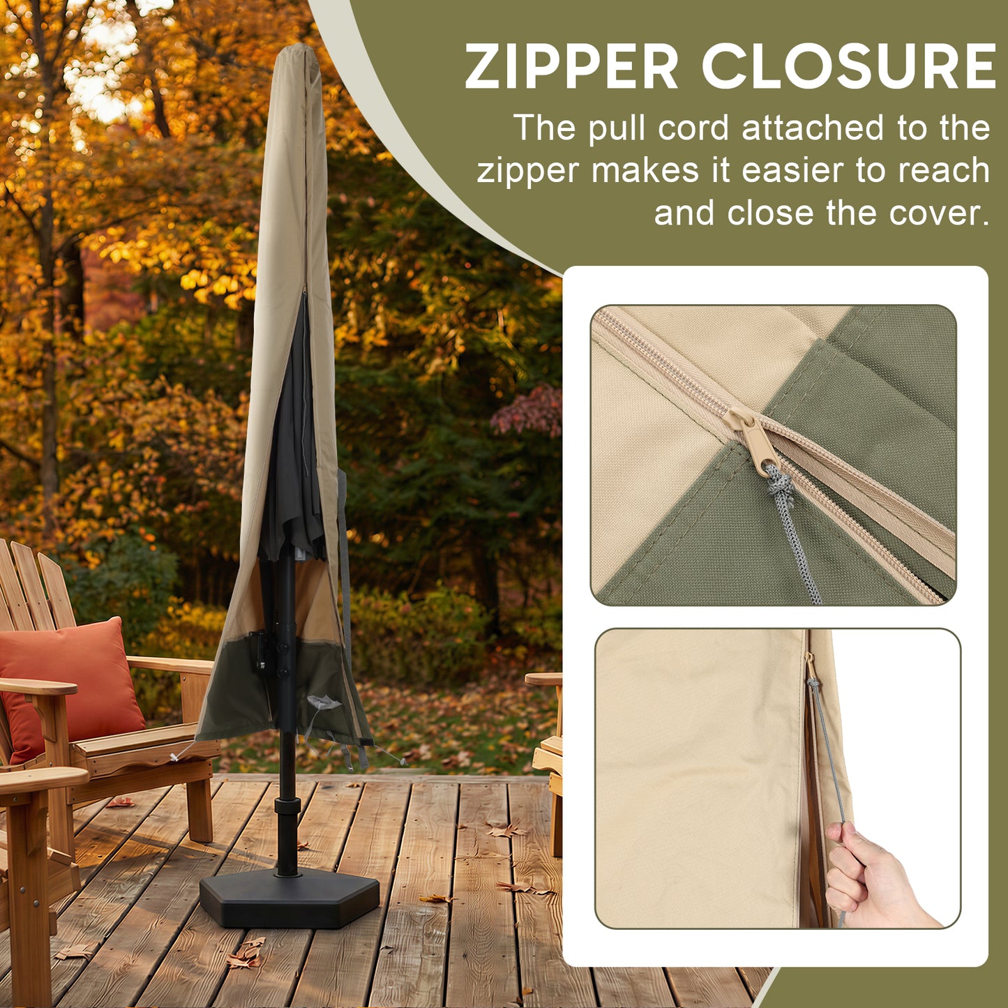 Patio Umbrella Cover for 9-12ft Cantilever Umbrella