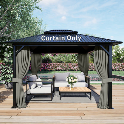 Outdoor Gazebo Curtains, 4 Panels Privacy Sidewall Replacement (Curtain Only) - Grey - Aoodor 