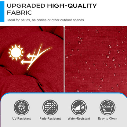 Tufted Outdoor High Back Chair Cushions Patio Rocking Pads for Furniture, Red