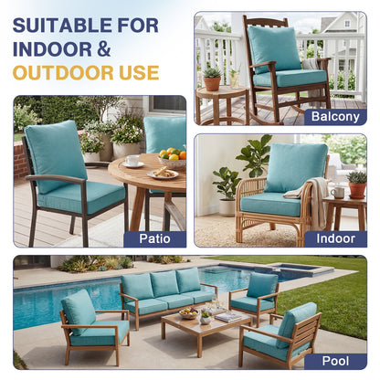 Outdoor Deep Seat Cushion Set, Patio Chair Back & Seat Cushions, Caribbean Turquoise
