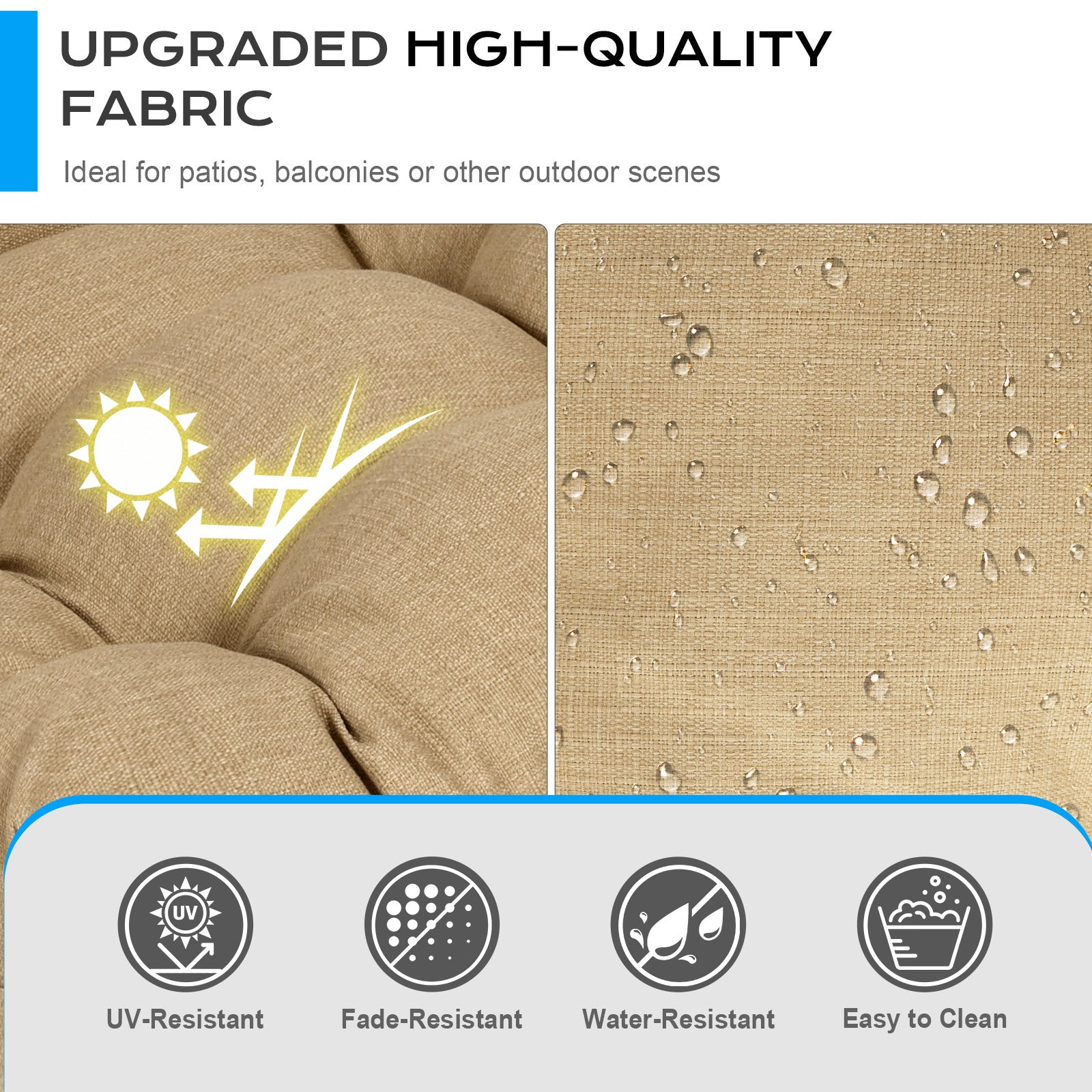 Tufted Outdoor High Back Chair Cushions Patio Rocking Pads for Furniture, Brown - Aoodor 