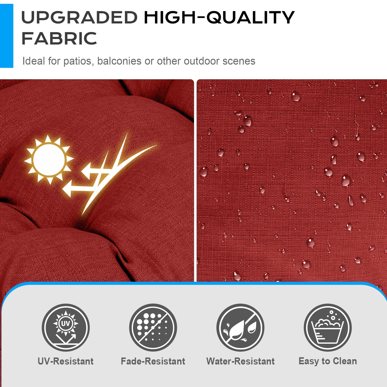 Tufted Outdoor High Back Chair Cushions Patio Rocking Pads for Furniture, Red - Aoodor 