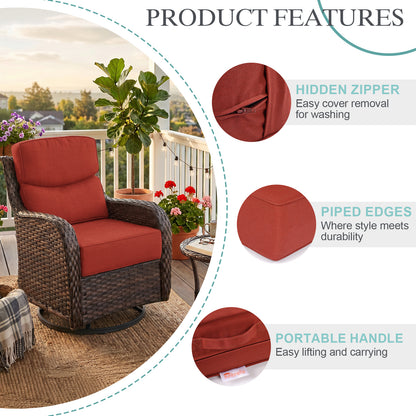 Smile Outdoor Chair Cushion Set, Sunbrella Fabric Deep Seating Cushions, Canvas Henna