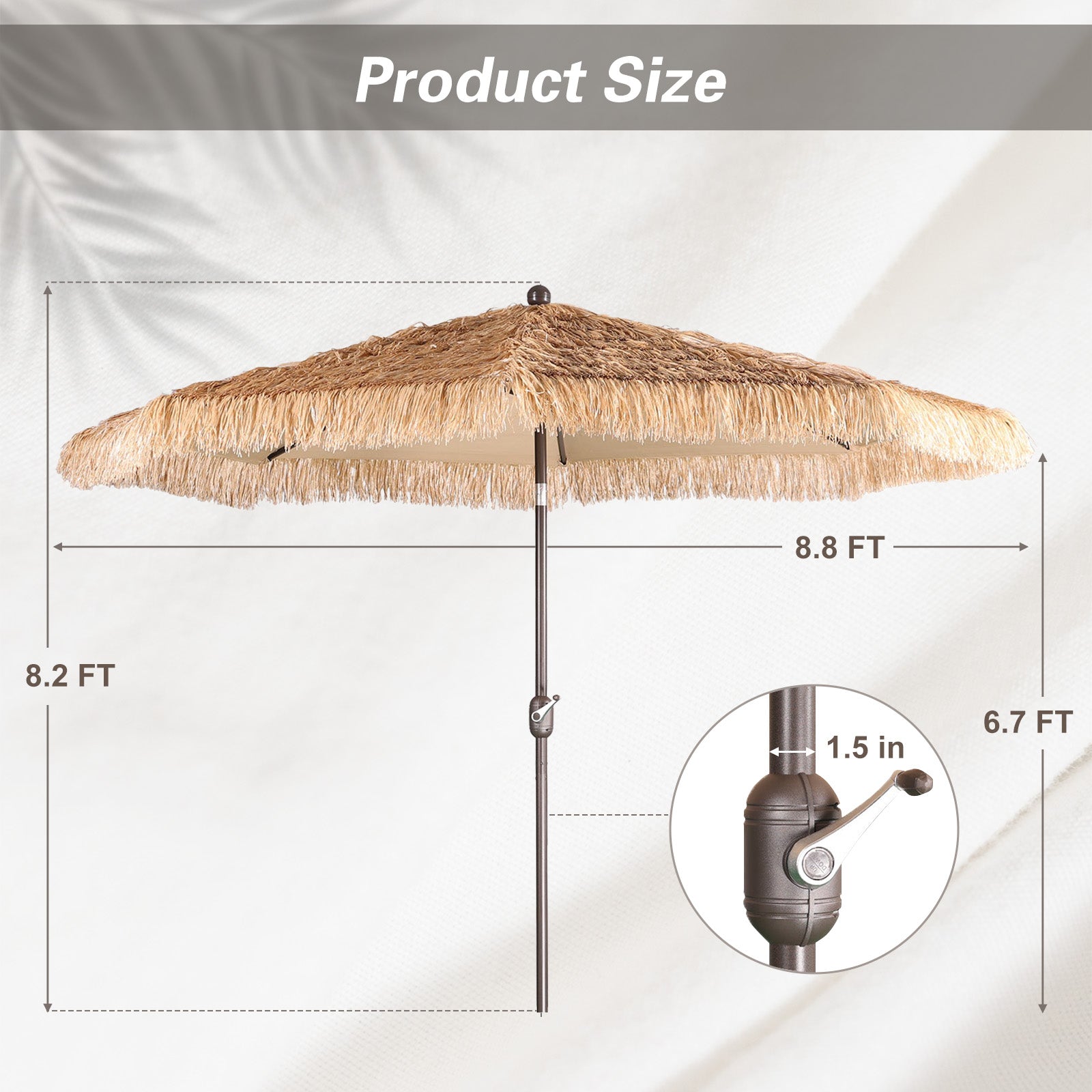 Patio Umbrella Thatched Outdoor Umbrella (No Base) - Aoodor 