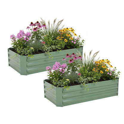 11" Tall Metal Raised Garden Bed, Galvanized Steel Planter Box - 4'x2'