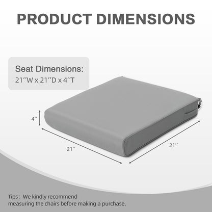 Outdoor Chair Cushion , Removable Cover with Hidden Zipper, Adaptable Secure Ties - Gray - Aoodor 