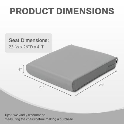 Outdoor Chair Cushion , Removable Cover with Hidden Zipper, Adaptable Secure Ties - Gray - Aoodor 