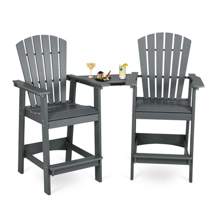 Tall Adirondack Chairs Set of 2,HDPE Patio Bar Stool with Connecting Tray - Aoodor 