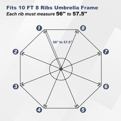 Patio Umbrella Replacement Canopy for 8 Ribs Table Umbrella