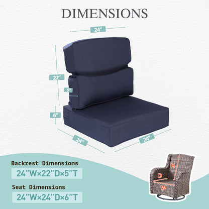 Smile Outdoor Chair Cushion Set, Sunbrella Fabric Deep Seating Cushions, Canvas Navy