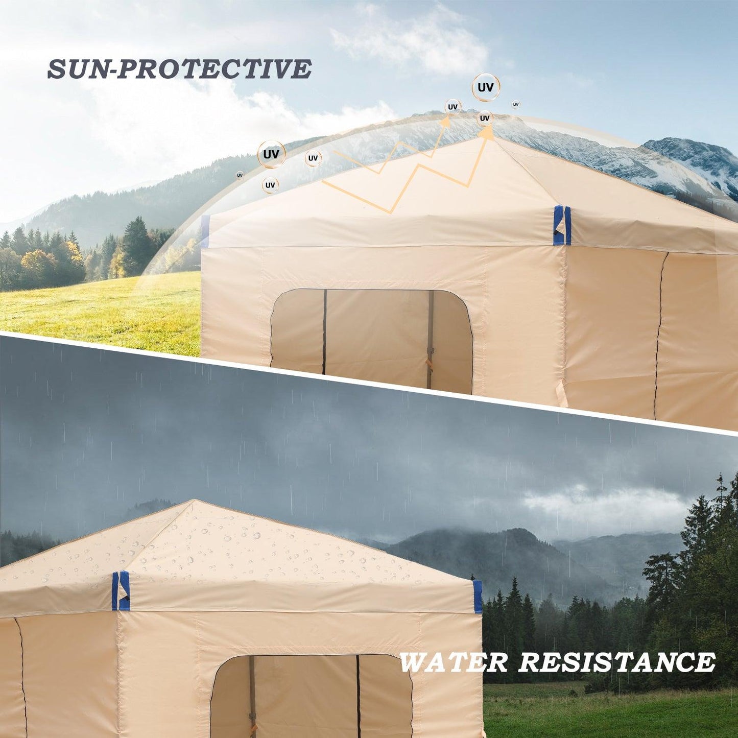 10x10/12x12 ft. Pop Up Canopy Tent with Curtain and Roller Bag - Aoodor 