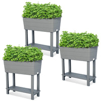 Elevated Raised Planter Box with Legs, Water Level Indicator - Set of 3 Aoodor Grey