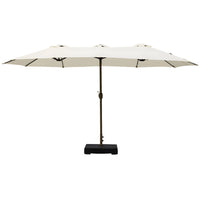 15 ft. Double Sided Patio Market Umbrella with Base Stand - Aoodor 