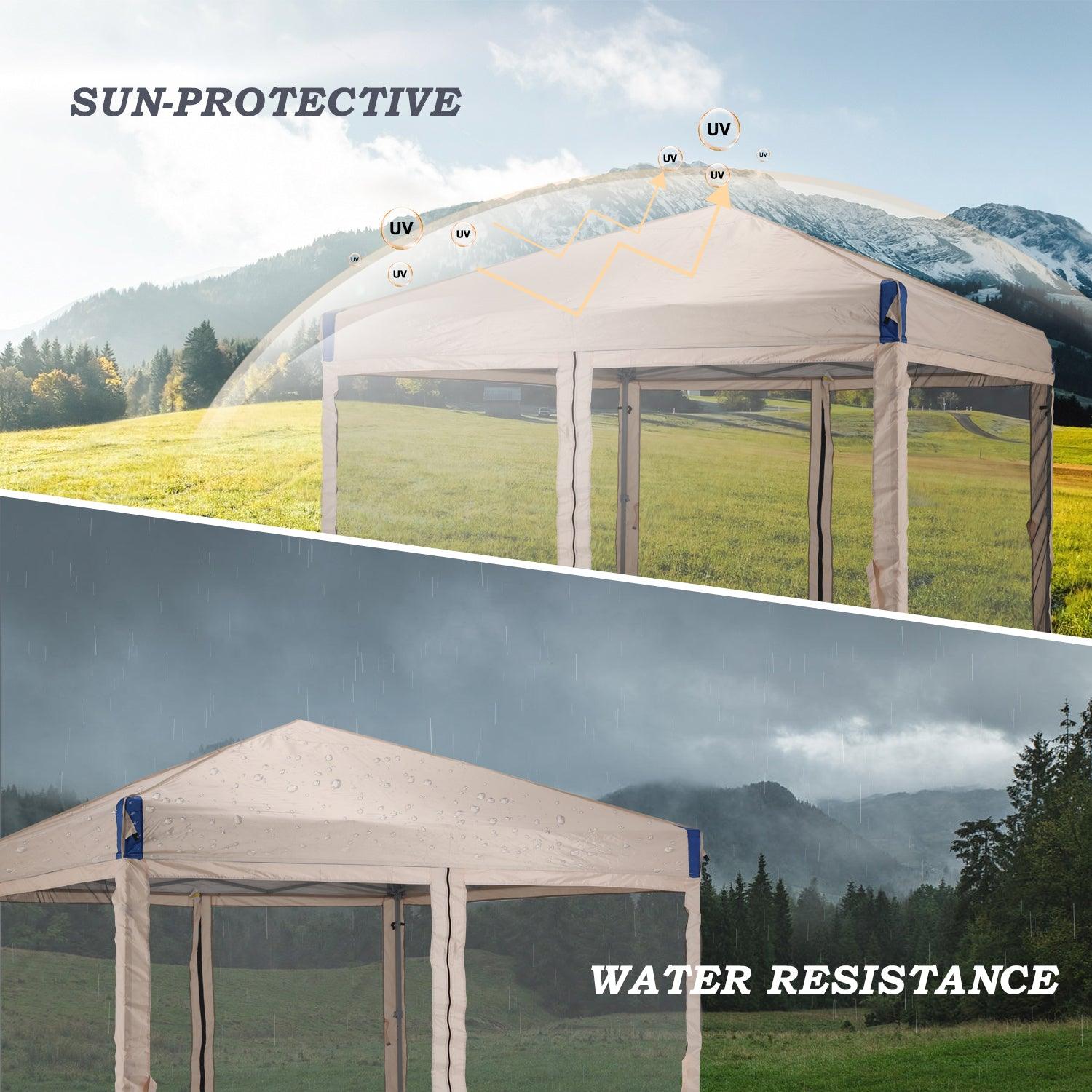 10x10/12x12 ft. Pop Up Canopy Tent with Removable Mesh Sidewalls - Aoodor 
