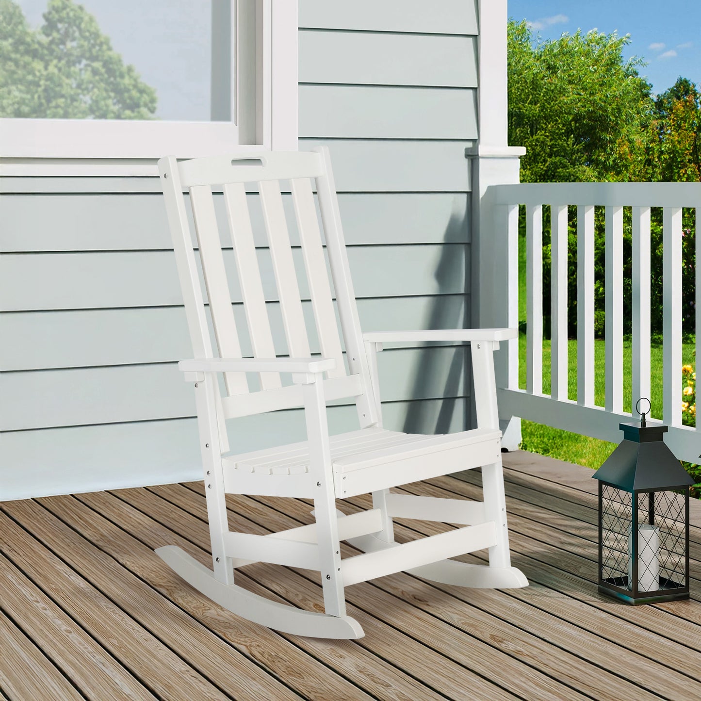 Outdoor Rocking Chair, Ergonomic HDPE Rockers with All-Weather Design