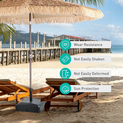 Patio Umbrella Base with 4 Wheels, 2 Locks and Adjustable Knob, Heavy Duty Fillable Market Umbrella Stand - Aoodor 