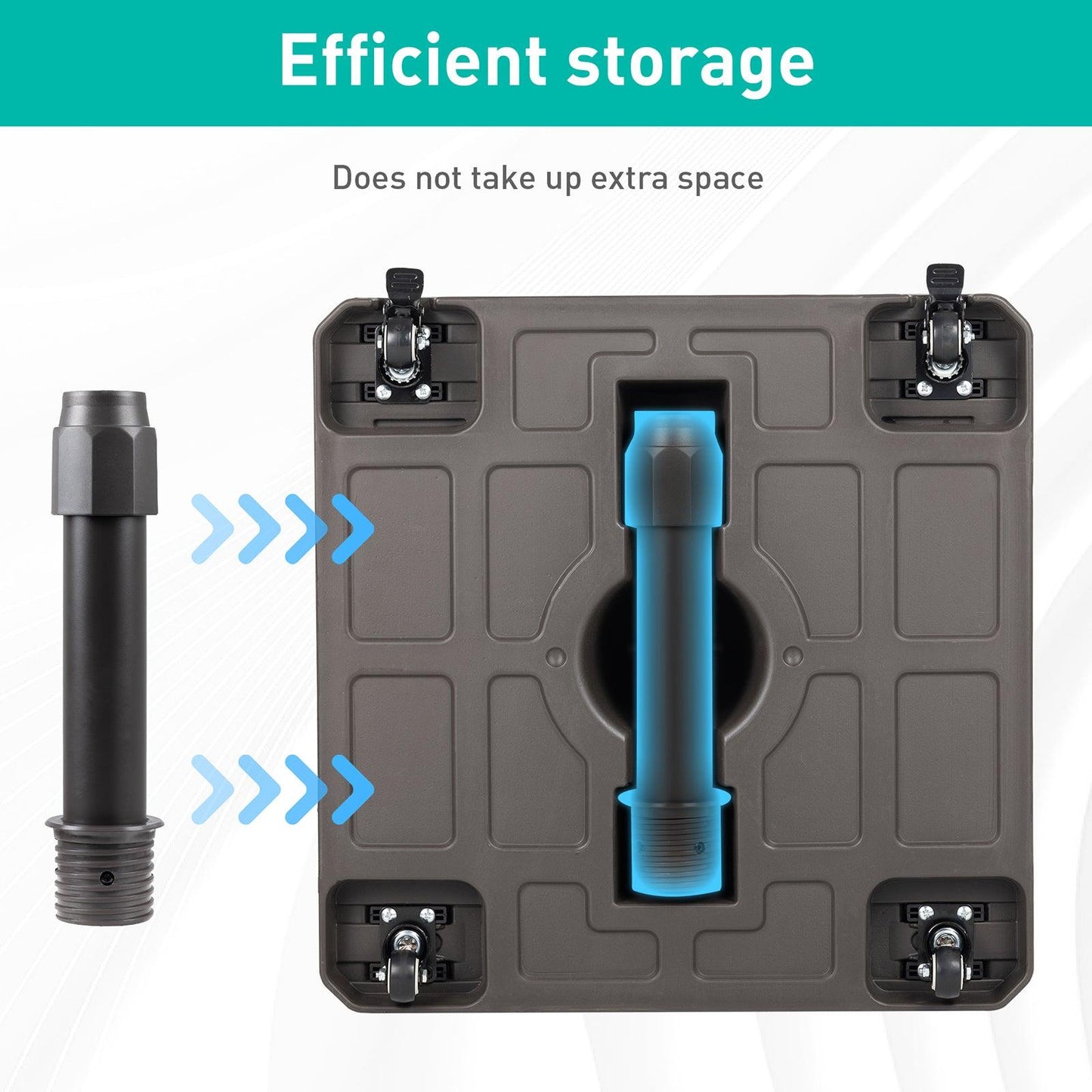 Patio Umbrella Base with 4 Wheels, 2 Locks and Adjustable Knob, Heavy Duty Fillable Market Umbrella Stand - Aoodor 