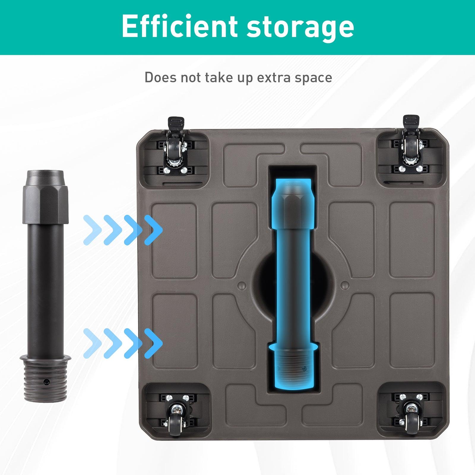 Patio Umbrella Base with 4 Wheels, 2 Locks and Adjustable Knob, Heavy Duty Fillable Market Umbrella Stand - Aoodor 