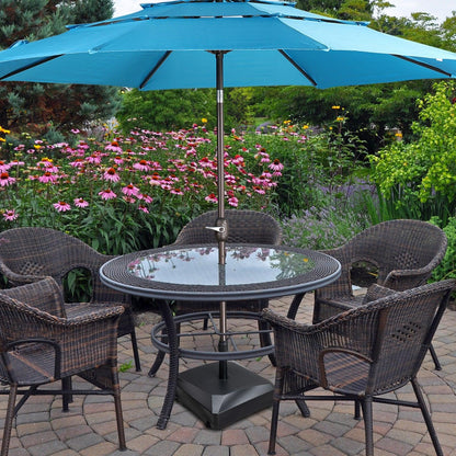 Patio Umbrella Base with 4 Wheels, 2 Locks and Adjustable Knob, Heavy Duty Fillable Market Umbrella Stand - Aoodor 